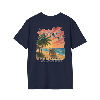 California Dreaming Beach T-Shirt — Sunset Palm Tree Graphic Tee