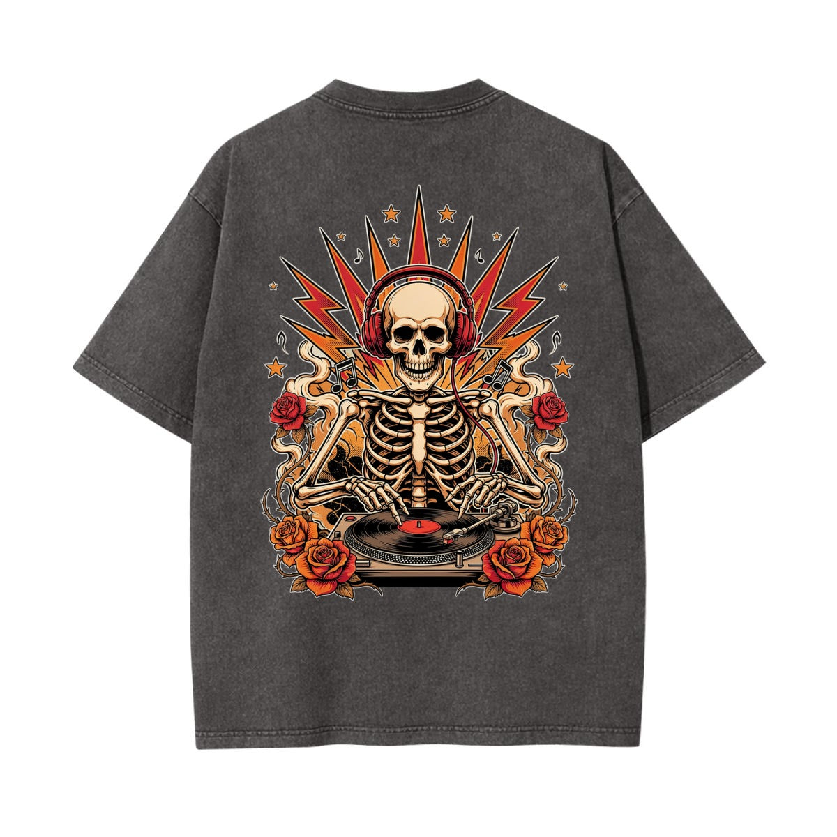 Skeleton DJ T Shirt | Gothic Music Graphic Tee