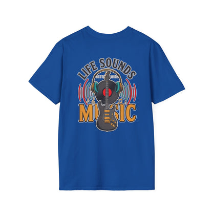 Life Sounds Music T-Shirt – Guitar & Headphones Retro Music Tee