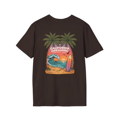 California Dreaming Surf T-Shirt — Retro Palm Beach Sunset Tee