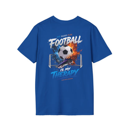 Soccer Therapy T-Shirt — Football Graphic Tee with 'Therapy' Design