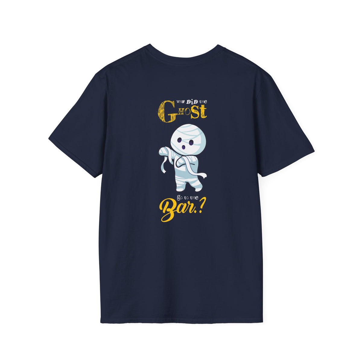 Why Did Ghost Go the Bar? Cute Ghost Graphic Tee — Funny Halloween Shirt