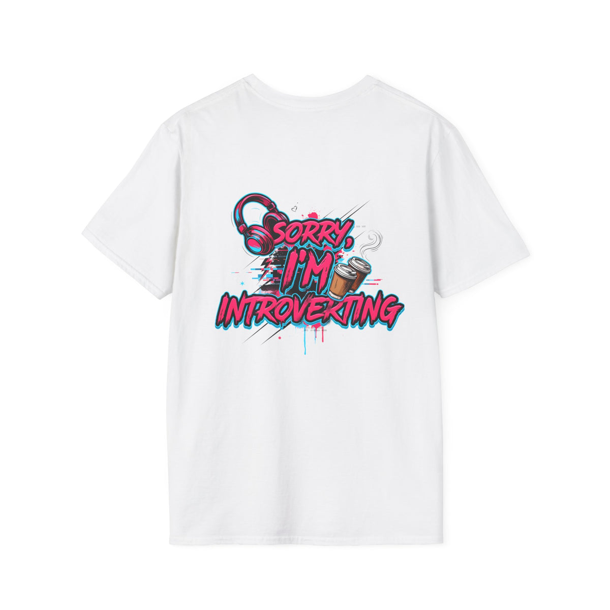 Introvert T-Shirt – "Sorry I'm Introverting" Graphic Tee with Headphones & Coffee