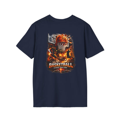 Basketball Graphic T-Shirt — "Elevate Your Game" Court & Hoop Design