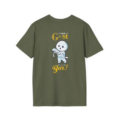 Why Did Ghost Go the Bar? Cute Ghost Graphic Tee — Funny Halloween Shirt