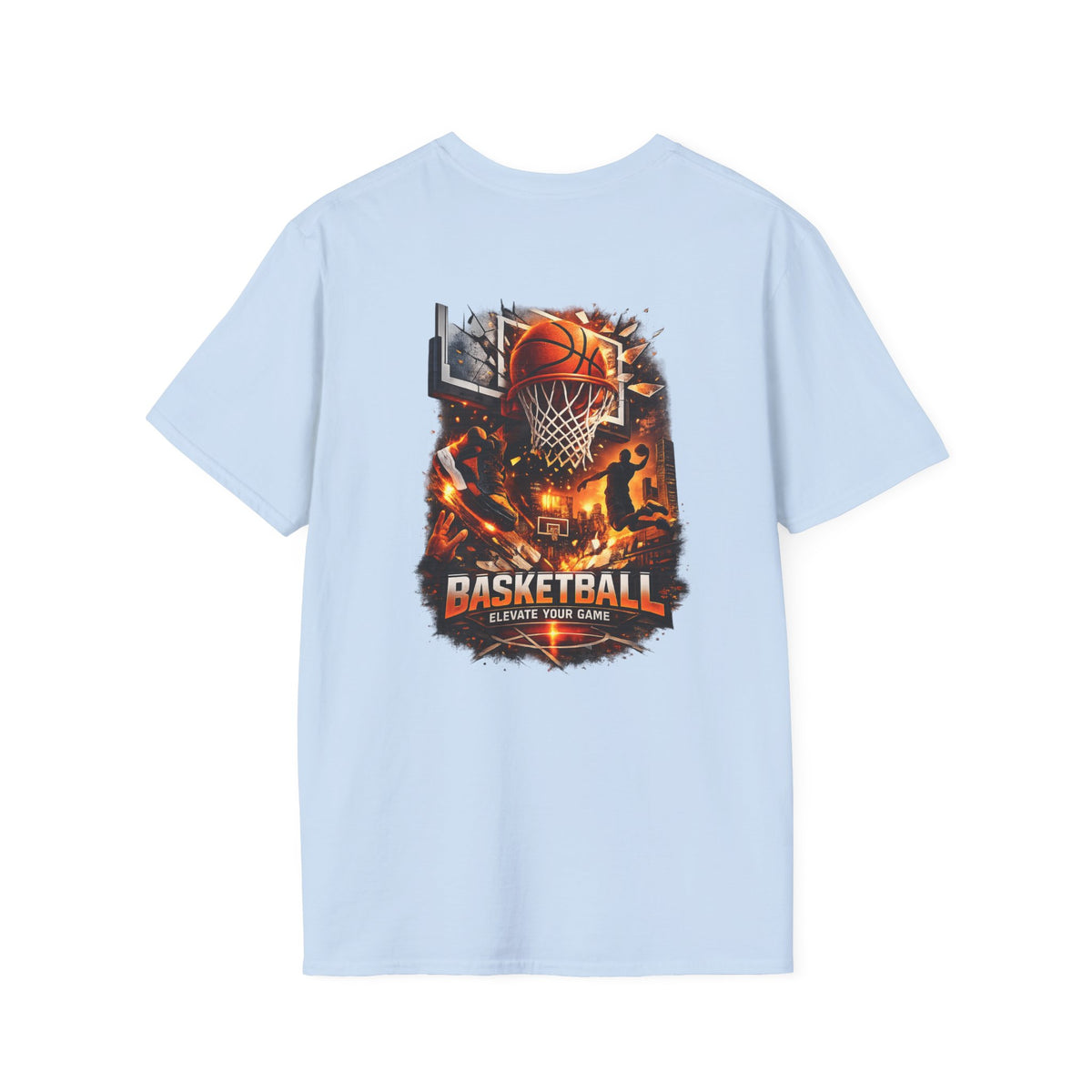 Basketball Graphic T-Shirt — "Elevate Your Game" Court & Hoop Design