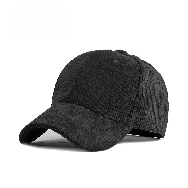 Black corduroy hat on a white background