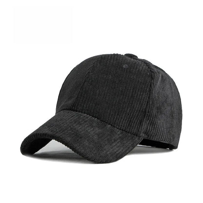 Black corduroy hat on a white background