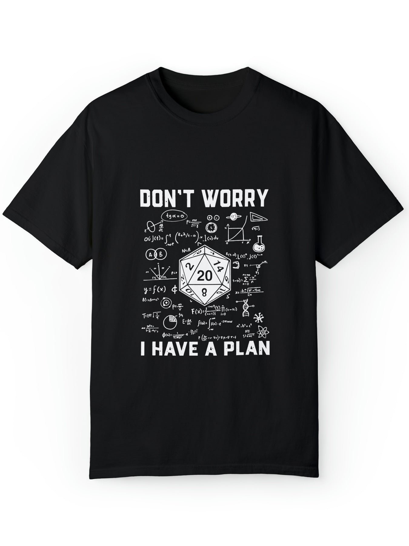 Black funny algebra t shirt with white text and graphics on a white background