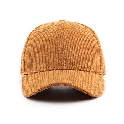 Brick yellow vintage corduroy hat on a white background