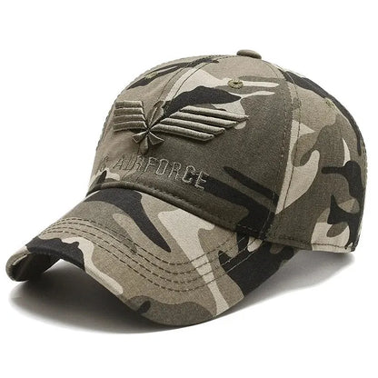 Camouflage Air Force cap on a white background