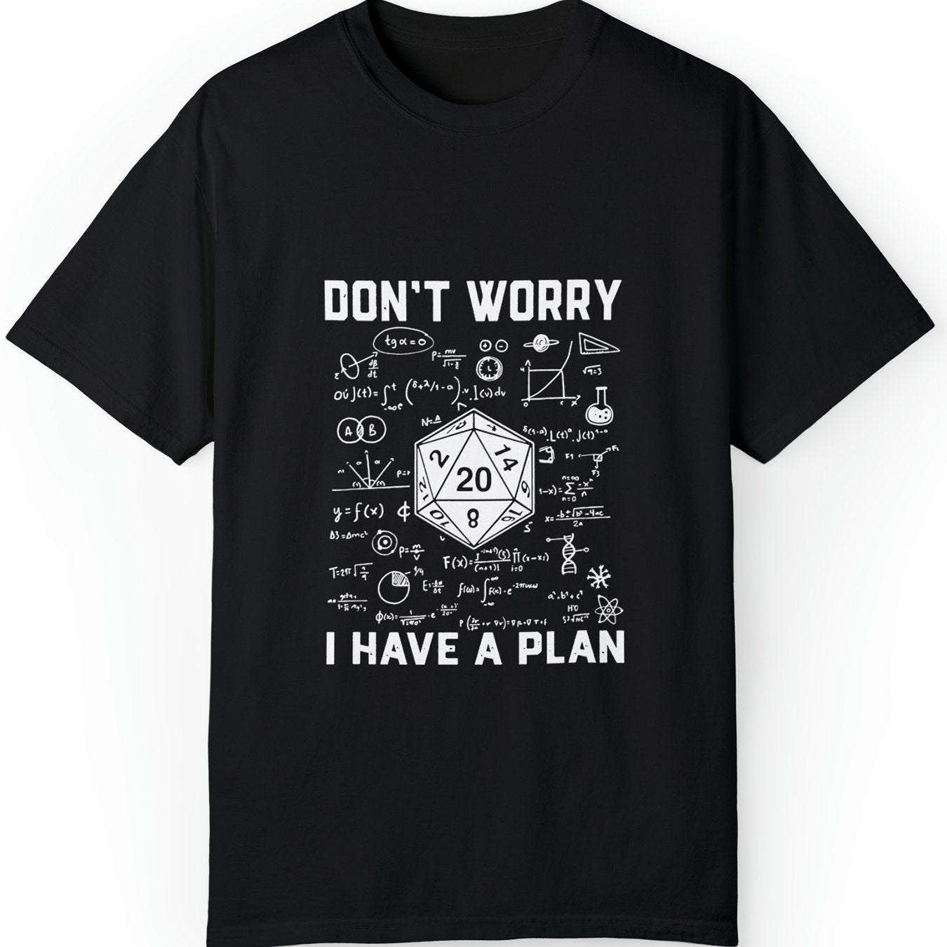 Funny Humour maths formulas printed t shirt on a white background