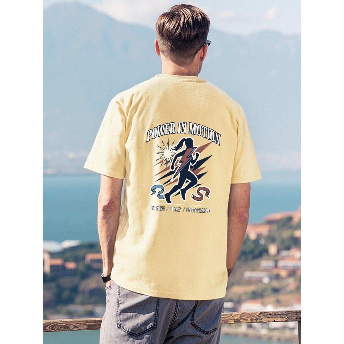 Power in Motion Running Graphic Streetwear T-Shirt