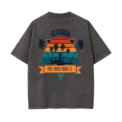 Unisex Heavyweight Washed T-shirt Printed in USA|250GSM Cotton DTG  Double-sided