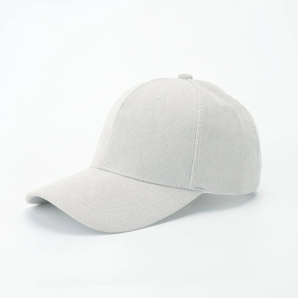 Light gray Corduroy Dad hat - baseball cap on a white background