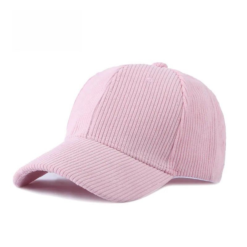 Light Pink corduroy baseball cap on a white background