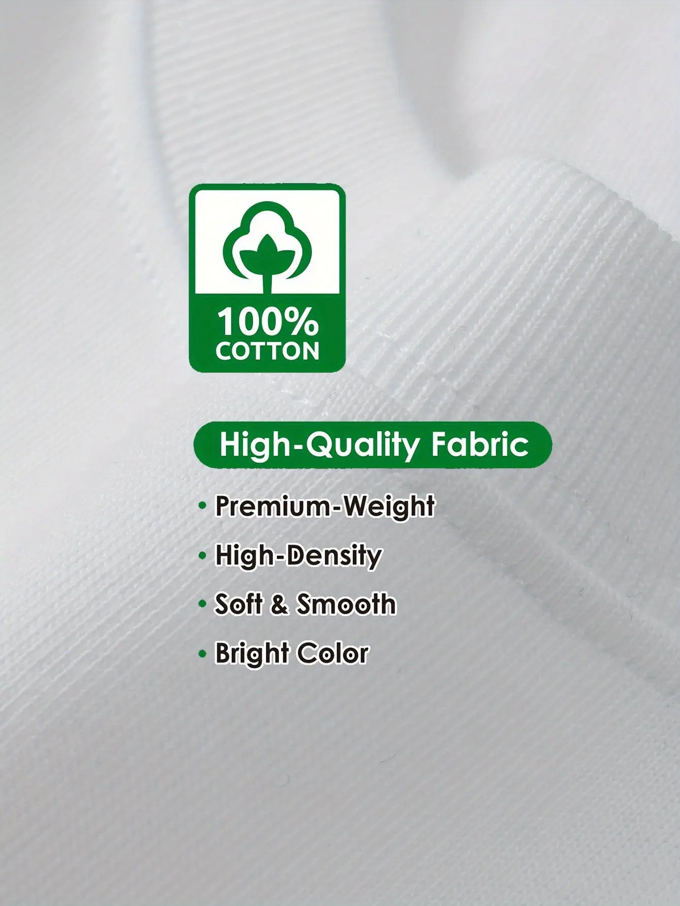 Textile label on fabric with 100% cotton logo and quality attributes.