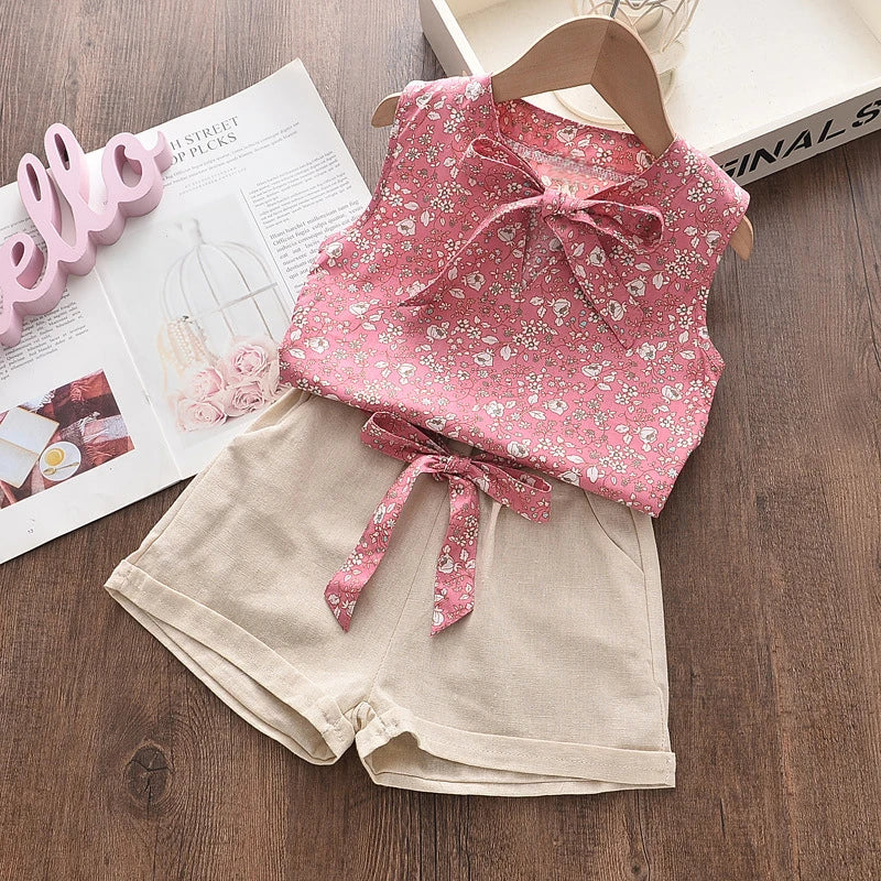 Baby Girls Outfit – Sleeveless Vest & Shorts