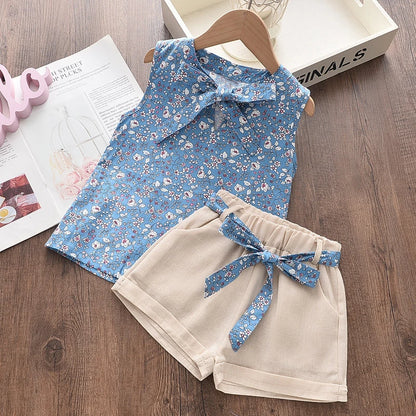 Baby Girls Outfit – Sleeveless Vest & Shorts