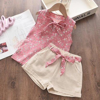 Baby Girls Outfit – Sleeveless Vest & Shorts