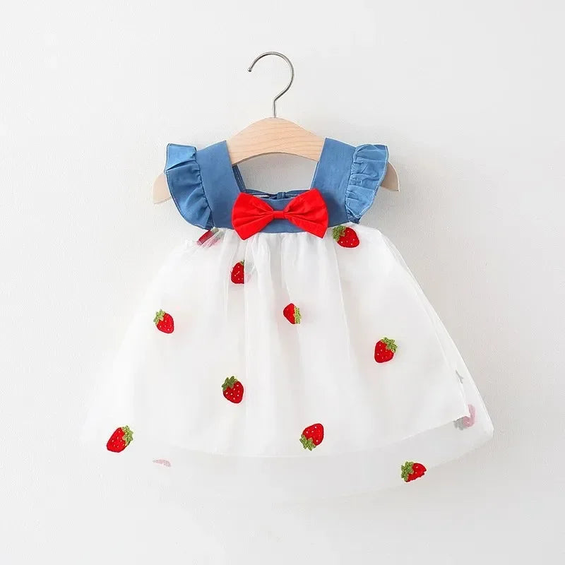 Embroidered Strawberry Cool Princess Dress