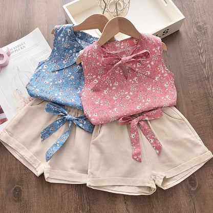 Baby Girls Outfit – Sleeveless Vest & Shorts
