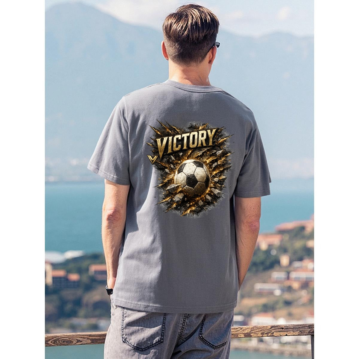 Men's T-Shirt Printed in USA|180GSM Front & Back DTF