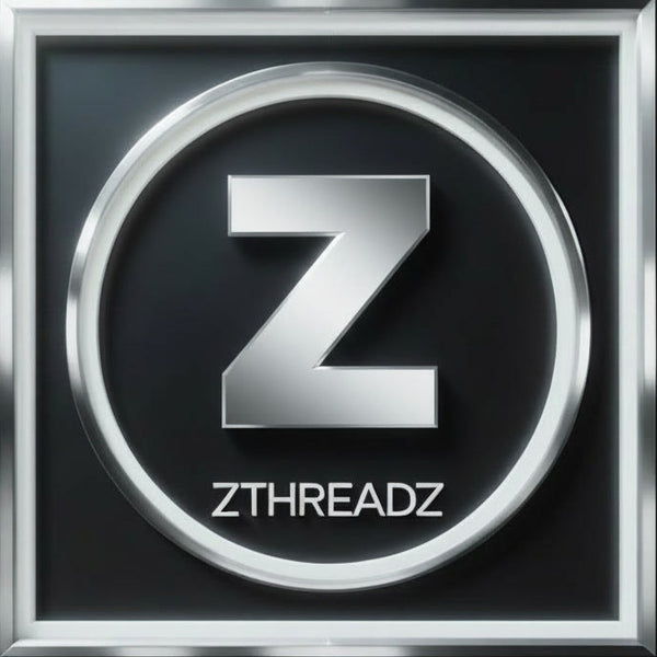 Metallic 'Z' logo with 'ZTHREADZ' text on a dark background