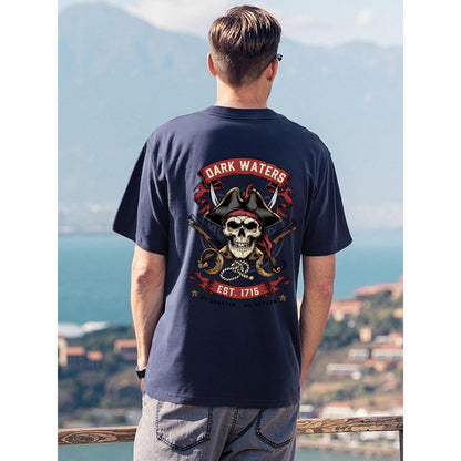 Dark Waters Pirate Skull Graphic T-Shirt