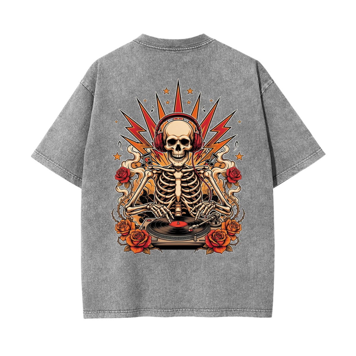 Skeleton DJ T Shirt | Gothic Music Graphic Tee