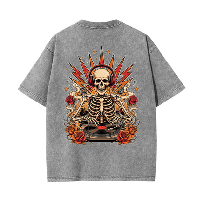 Skeleton DJ T Shirt | Gothic Music Graphic Tee