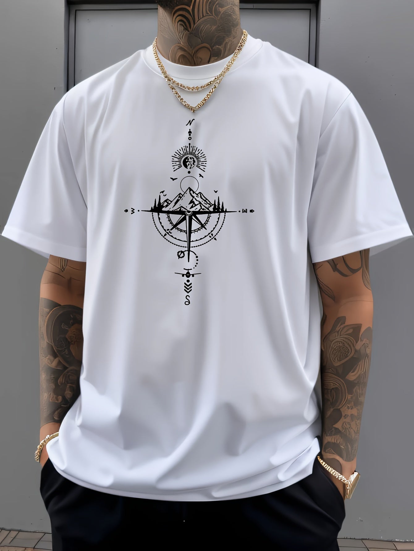 Oversized Relaxed Vintage Compass Tee