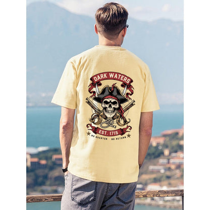 Dark Waters Pirate Skull Graphic T-Shirt